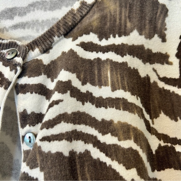Lands' End Cardigan Sweater Zebra Print Black White Cotton Button Front size 2X - Picture 5 of 16